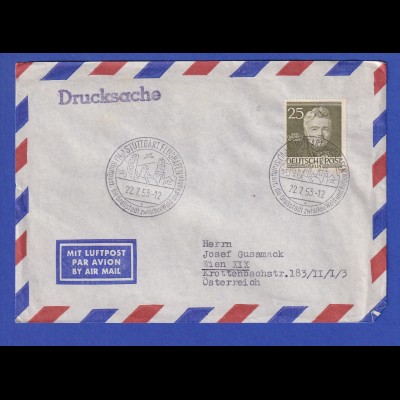 Berlin 25 Pfg Schinkel Mi.-Nr. 98 auf LP-Drucksache nach Österreich. O STUTTGART