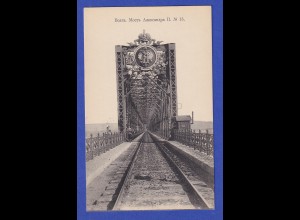 Russland AK Eisenbahnbrücke über d. Wolga bei Sysran 1912 gel. nach Peking/China
