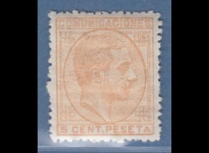 Spanien 1878 König Alfonso XII. 5 C orange Mi.-Nr. 167 ungestempelt