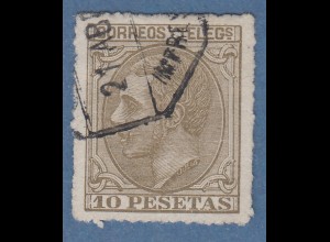 Spanien 1878 König Alfonso XII. 10 Pta olivbraun Mi.-Nr. 185 gestempelt