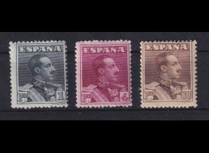 Spanien 1924 König Alfonso XIII. Mi.-Nr. 294-296 A ungestempelt