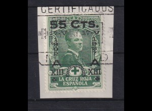 Spanien 1927 Kronjubiläum Alfonso XIII. Mi.-Nr. 341 gestempelt auf Briefstück