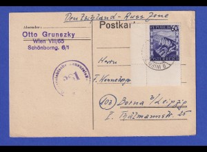 Österreich 1947 Poskarte gel. von WIEN nach BORNA, Zensur-O