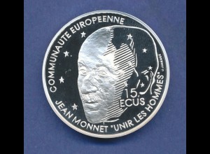 Frankreich 1992 Silbermünze 100 Fr. Jean Monnet, 22,2g Ag900