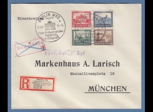 Dt. Reich Herzstück aus IPOSTA-Block Mi.-Nr. 446-49 auf R-Brief nach München