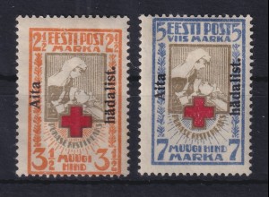 Estland 1923 Wohlfahrtsmarken mit Aufdruck Mi.-Nr. 46-47 A ungebraucht * 