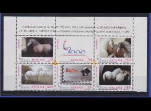 Spanien 1999 Briefmarkenausstlg. Pferde Mi.-Nr. 3512-3517 6erblock postfrisch **