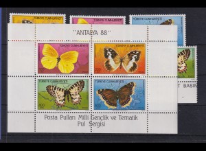 Türkei 1988 Schmetterlinge Mi.-Nr. Block 26 und 2833-2836 postfrisch **
