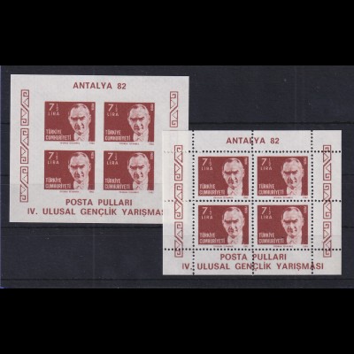 Türkei 1982 Atatürk - Jugend-Briefmarkenausstellung Mi.-Nr. Block 22 A und B **