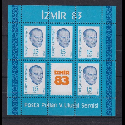 Türkei 1983 Nationale Briefmarkenausstellung Izmir Mi.-Nr. Block 23 postfrisch**