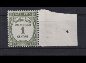 Andorra 1935 Portomarke 1 C Mi.-Nr. 16 postfrisch ** 