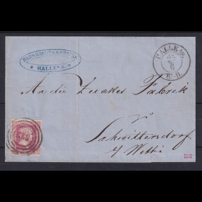 Preußen 1 Sgr Mi-Nr. 6a mit Ringnummernstempel 572 Halle/Saale auf Brief