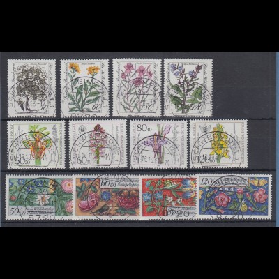 Bund Wohlfahrt 1983-1984-1985 Pflanzen/Blüten alle mit Luxus-Voll-O SCHWEINFURT