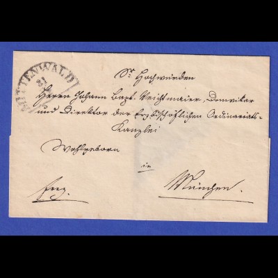 Bayern Kirchlicher Dienstbrief mit Halbkreis-Stempel MITTENWALD wohl 1843