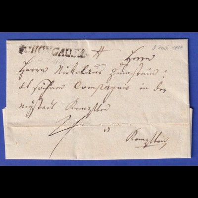 Bayern Dienstbrief mit Rayon-Stempel SCHONGAU 1814