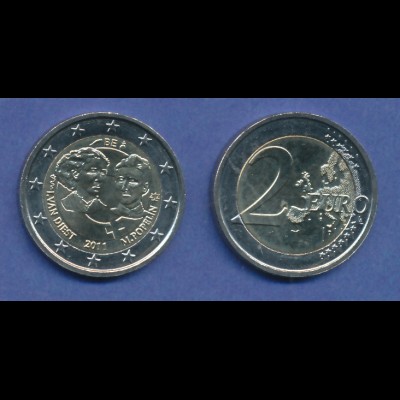 Belgien 2-Euro Sondermünze 2011 Internationaler Frauentag , bankfrisch aus Rolle