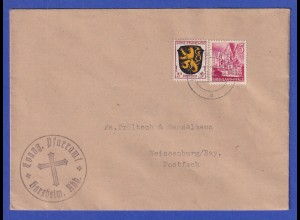Franz. Zone Rh.-Pfalz Mi.-Nr. 10 in MIF auf Doppelbrief, O HARZHEIM 25.3.48