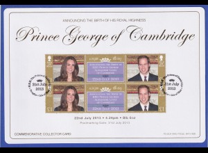 Großbritannien 2013 Souvenir-FDC zur Geburt von Prince George of Cambridge