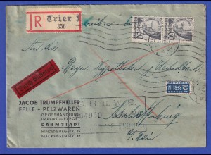 Franz. Zone Rh.-Pfalz Mi.-Nr. 27 MEF auf R-Eil-Brief aus Trier vom 13.7.49