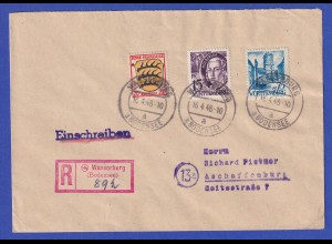 Franz. Zone Württemberg Mi-Nr. 5 und 11 in MIF auf R-Brief , Wasserburg 16.4.48
