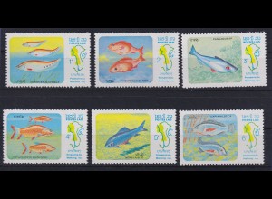 Laos 1983 Fische aus dem Mekong Mi.-Nr. 670-675 postfrisch ** 