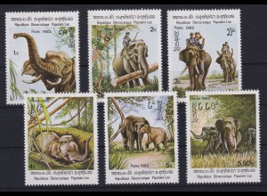 Laos 1982 Elefanten Mi.-Nr. 523-528 postfrisch ** 