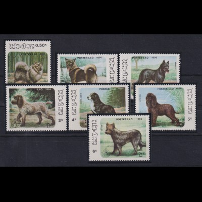 Laos 1986 Hunde Mi.-Nr. 944-950 postfrisch ** 