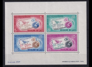 Laos 1966 Internationale Briefwoche Mi.-Nr. Block 41 postfrisch ** 