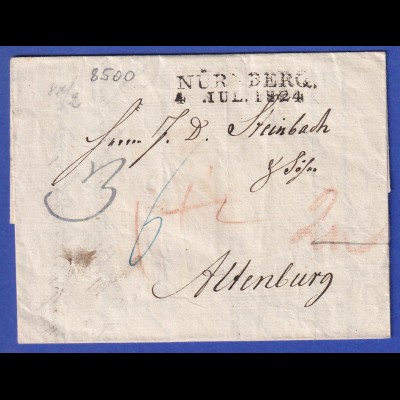 Bayern Geschäftsbrief mit Zweizeiler-Stempel NÜRNBERG 1824