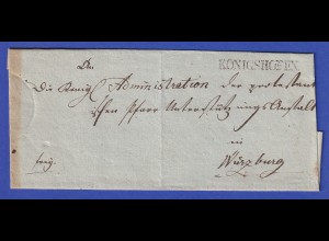 Bayern Dienstbrief mit Einzeiler-Stempel KÖNIGSHOFEN um 1825
