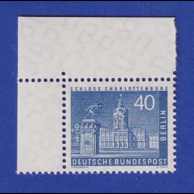 Berlin 1957 Freimarke 40 Pfg Schloss Charlottenburg Mi-Nr.149 Eckrandstück OL **