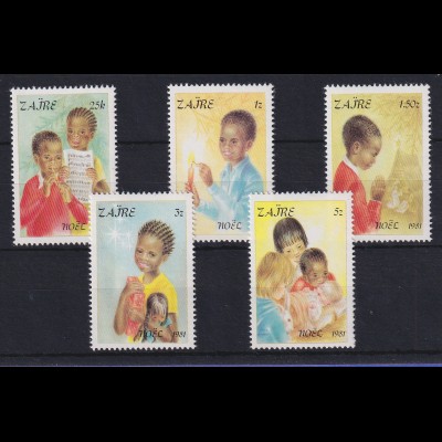 Kongo Zaire 1981 Kinder an Weihnachten Mi.-Nr. 740-744 postfrisch **