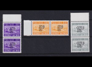 Guernsey 1969 Portomarken Mi.-Nr. 15-17 Ober- und Seitenrandpaare postfrisch **