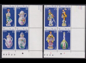 DDR 1979 Meissener Porzellan Mi.-Nr. 2464-2471 2 Viererblocks mit Leerfeldern **