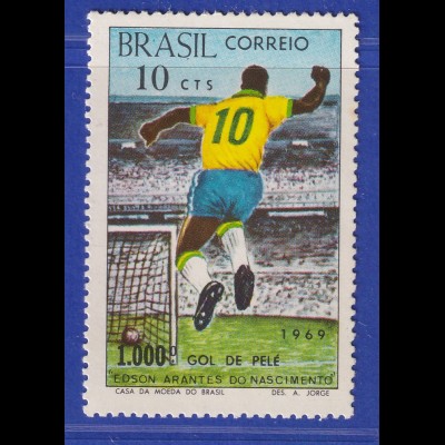 Brasilien 1969 1000. Fußballtor Edson Arantes do Nascimento Pelé Mi.-Nr. 1238 **