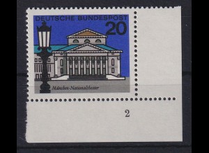 Bundesrepublik 1964 München Nationaltheater Mi.-Nr. 419 Ecke mit Formnummer 2 **