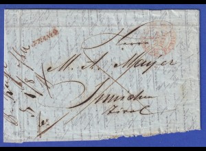 Österreich Geschäftsbrief mit Vollkreis-Stempel TRIEST und Einzeiler FRANCO 1846