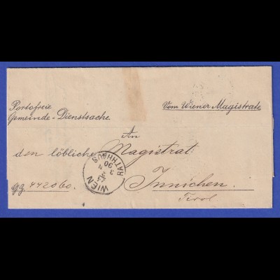 Österreich Dienstbrief mit Rundstempel WIEN RATHAUS 1890