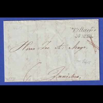 Österreich Geschäftsbrief mit Zweizeiler VILLACH 1850