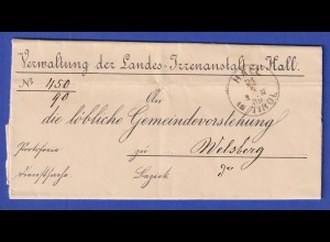 Österreich Dienstbrief mit Rundstempel HALL IN TIROL 1889