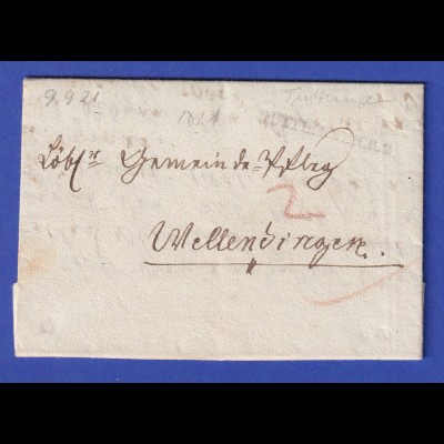 Württemberg Dienstbrief mit Rayonstempel TUTTLINGEN R.2 von 1821