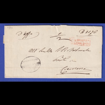 Italien Dienstbrief mit Kastenstempel CASL. MAGE. (Casalmaggiore), wohl 1844