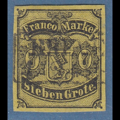 Bremen 1860 7 Grote Mi.-Nr. 3a sauber gest. BREME(N), Attest Heitmann BPP
