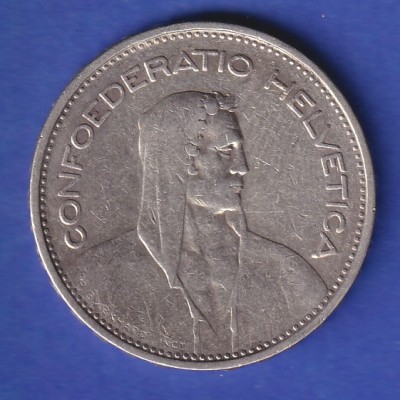 Schweiz Silbermünze 5 Franken Wilhelm Tell Confoederatio Helvetia 1932 B