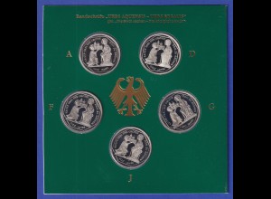 Bundesrepublik 10-DM Satz Gedenkmünzen Karl der Große - Aachener Dom 1999 PP