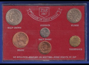 Großbritannien Satz Kursmünzen 1967 im Blister 