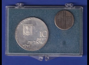 Israel 1971 Let my People go - Silbermünze 10 Lirot mit Anstecknadel