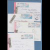 Frankreich Schalterfreistempel SFS auf blauem Komet-Papier, Lot 9 Belege 1988-90