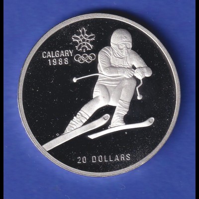 Silbermünze Kanada 1985 Olympiade Calgary 20 Dollar Skifahrer 34,1g Ag925