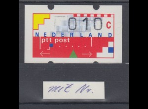 Niederlande Klüssendorf-ATM 1989 , Mi.-Nr. 1 ** mit rückseitiger Zählnummer